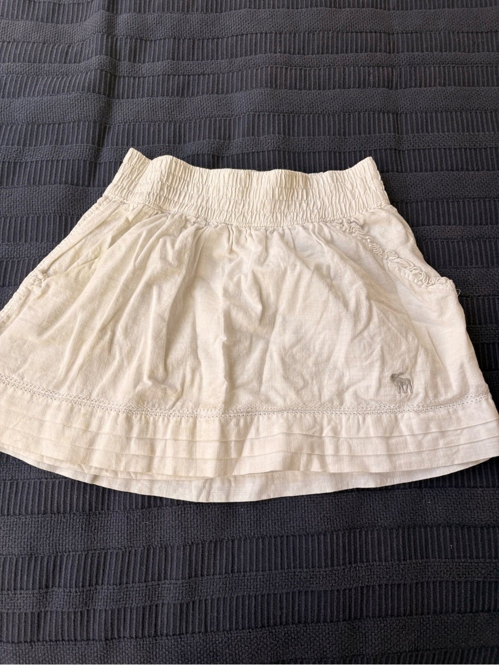 Light Cream girls  Elastic Waist Casual Skirt